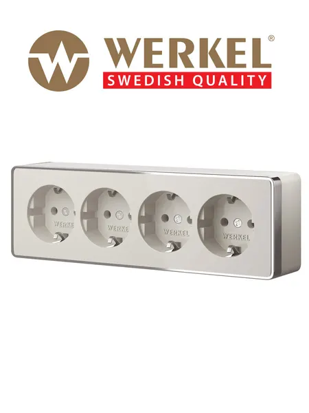 Розетка четверная с заземлением и шторками Werkel Gallant W5072204, слоновая кость, IP20