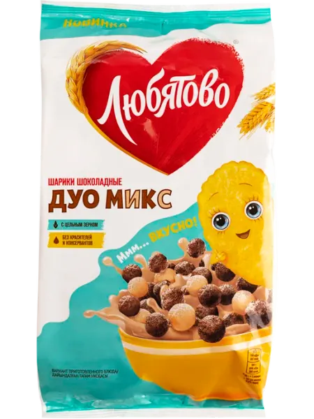 Готовый завтрак Любятово Дуо Микс шоколадные шарики Келлогг