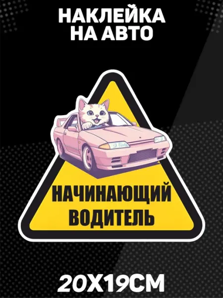 Наклейка на авто Начинающий водитель кот BELOUSOV