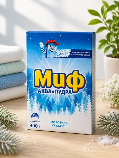 Миф Аквапудра Морозная свежесть — стиральный порошок для ручной стирки, 400 г - Стиральные порошки