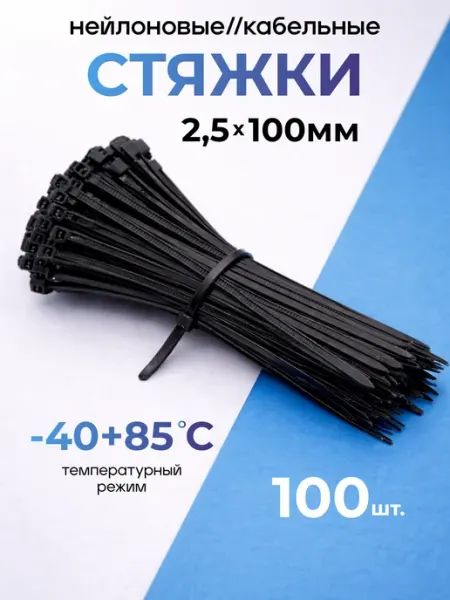 Хомут для стяжки нейлоновый пластиковый 100х2,5 (100шт)