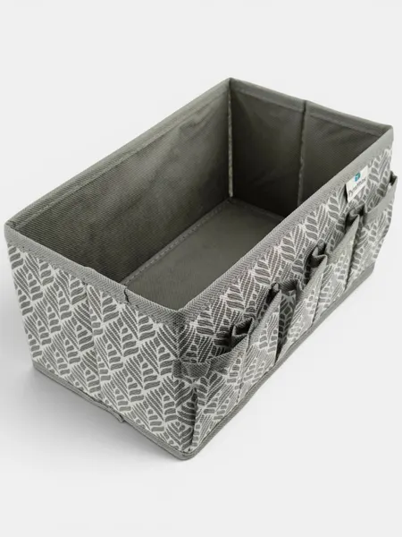 Органайзер для косметики Листья, с кармашками, 25x15x13см, бело-серый