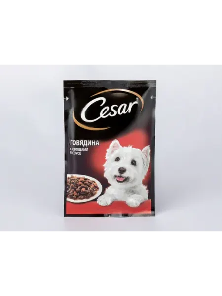 CESAR Корм влажный для собак говядина с овощами в соусе 5 шт