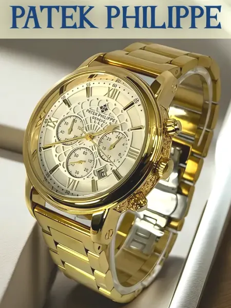Часы мужские наручные кварцевые Patek Philippe золотые Часы E-clock
