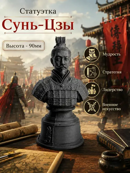 Статуэтка Сунь-Цзы настольная малая 3D фигурка декоративная
