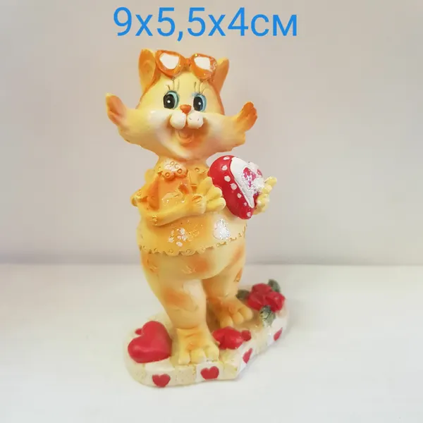 Фигурка декоративная "Кошечка с Сердечком" 9х5,5х4см, полистоун, 5089А