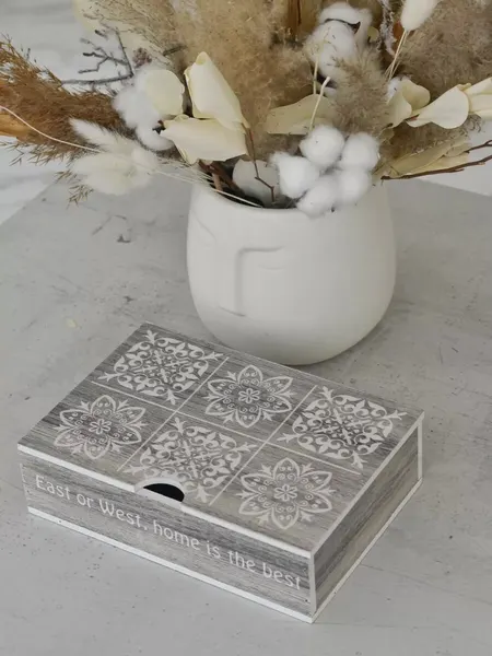 Шкатулка деревянная, универсальная, прямоугольная, 22 см x 15 см x 7 см