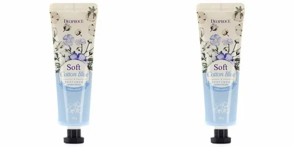 Deoproce Парфюмированный крем для рук с экстрактом хлопка Soft Cotton Blue Perfumed Hand Cream, 50 мл, 2 шт.