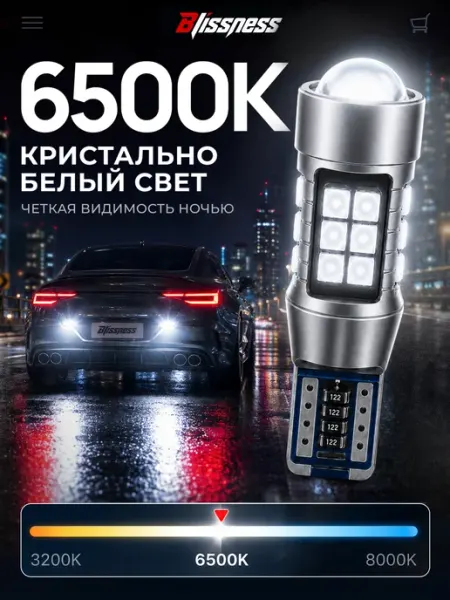 2 шт T15 W16W, Лампа автомобильная для заднего хода Blissness