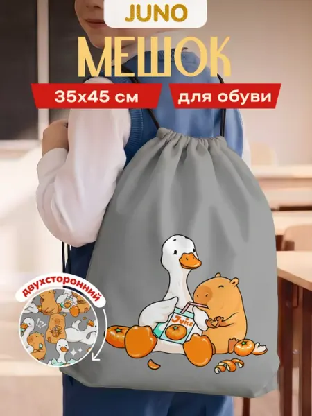 Школьный мешок сменка сумка для сменной обуви Гусь капибара Juno