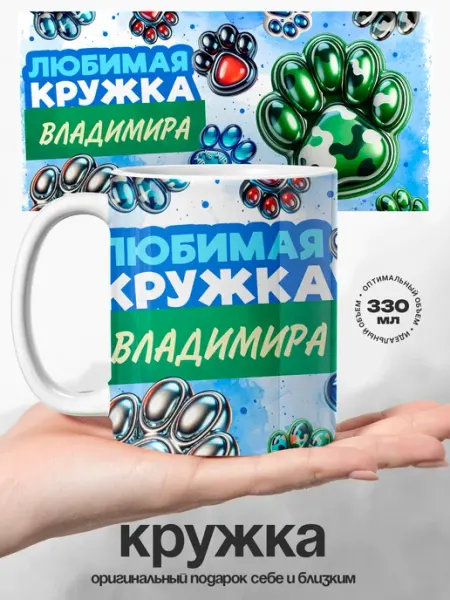 Подарок мужчине любимая кружка именная Владимир UniCup