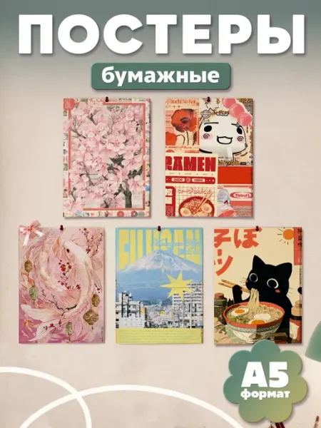 Постеры на стену набор Эстетика Ретро Япония KRASNIKOVA
