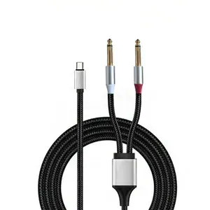 Акустический аудиокабель MyPads USB C Type-C на двойной Jack 6.35 мм, 2 м