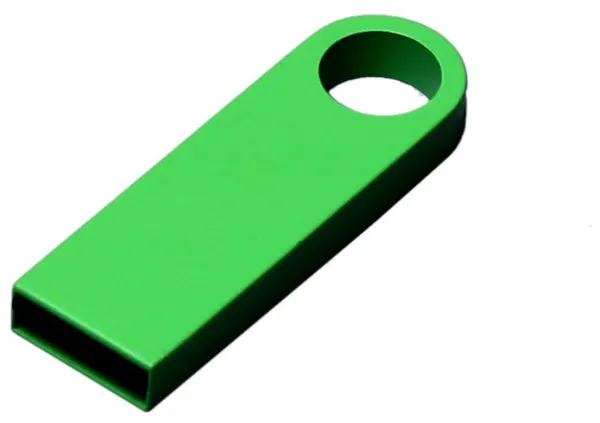 Компактная металлическая флешка с круглым отверстием (64 Гб / GB USB 2.0 Зеленый/Green mini3 Флеш накопитель apexto U904A металлический брелок OEM)
