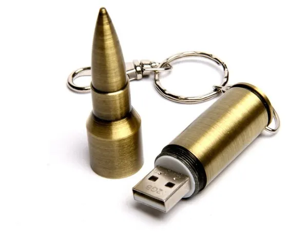 Металлическая флешка для нанесения логотипа патрон АК-47 (64 Гб / GB USB 2.0 Бронзовый/Bronze Bullet1 Пуля опт из топ лучших подарков коллегам)