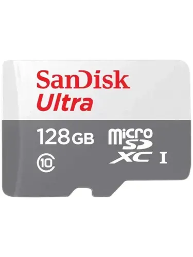 Карта памяти SanDisk 128ГБ SDSQUNR-128G-GN6MN Class 10 V10 A1 UHS-I R100MB/s, серый