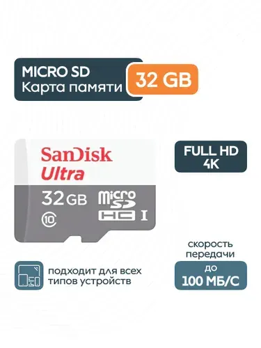 Карта памяти SanDisk Ultra 64 ГБ (SDSQUNR-064G-GN3MN)