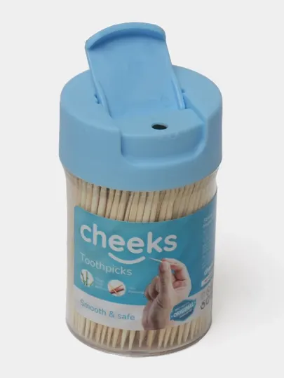 Cheeks зубочистки бамбуковые, в пластиковом контейнере, для гигиены полости рта, 400 шт