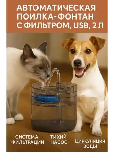 Фонтан-поилка для кошек и собак автоматическая с фильтром BilionerШа W