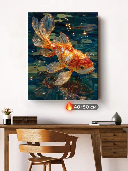 Картина Postermarket "Золотая рыбка" на холсте с подрамником 40x50 см