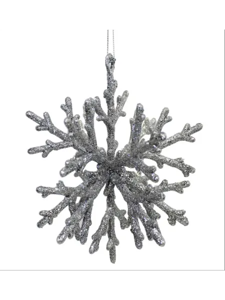 Елочная игрушка снежинка SNOWFLAKE металлик Cheng kuo