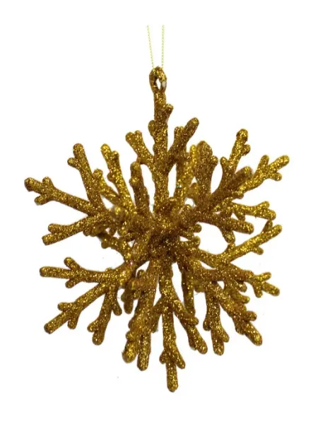 Елочная игрушка снежинка SNOWFLAKE оранжевая Cheng kuo