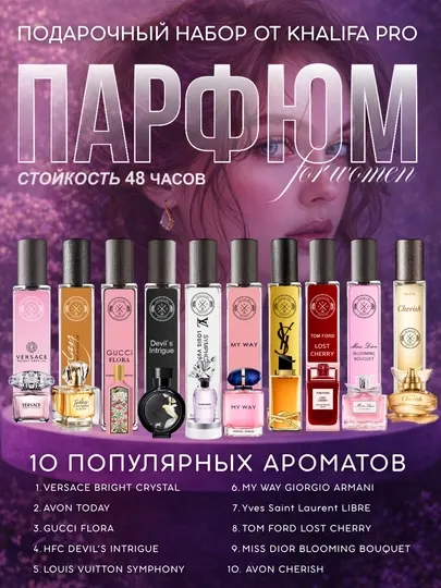Духи женские набор Libre, Lost Cherry, Miss Dior, My Way, Today, Cherish, HFC, Versace