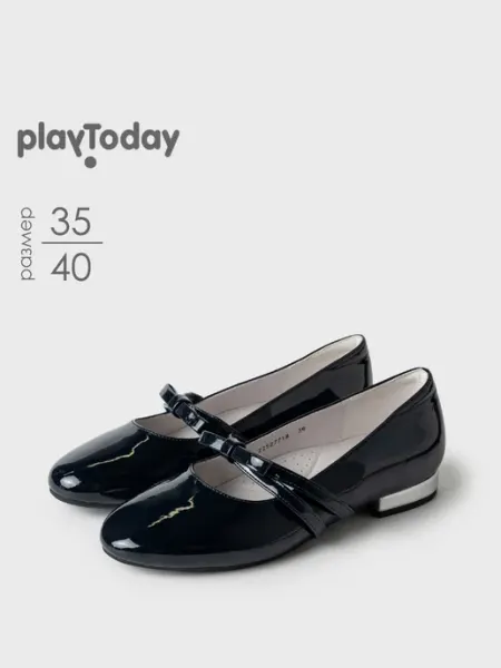 Туфли мери джейн школьные нарядные на сменку синие PlayToday