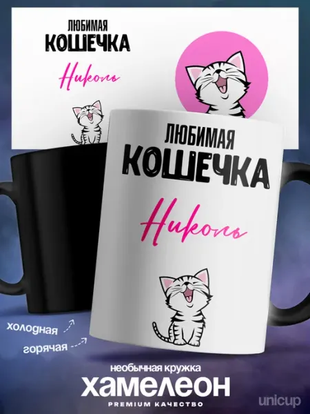 Кружка хамелеон именная Николь люблю тебя UniCup