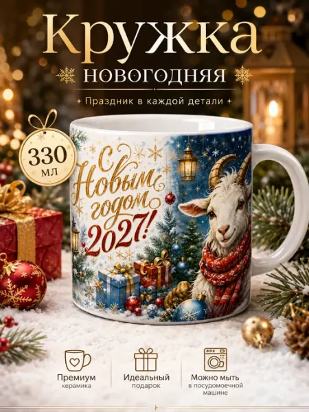 Кружка новогодняя с символом года 2027 330 мл nice cup