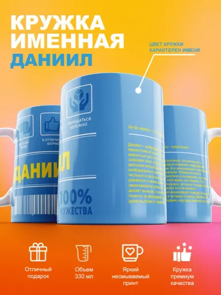 Именная кружка Даниил керамическая в подарок 330мл cup-cup