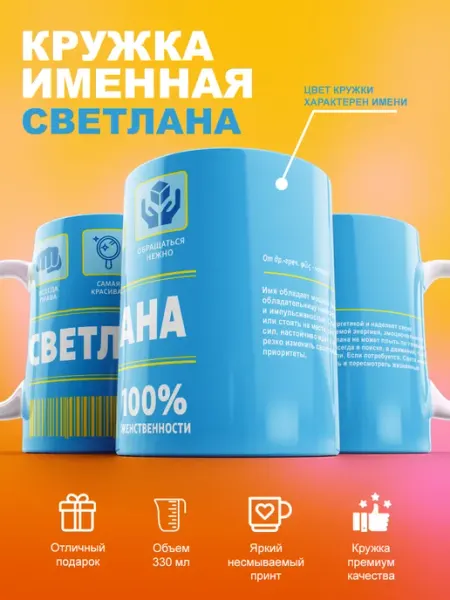 Именная кружка с именем Светлана 330мл cup-cup