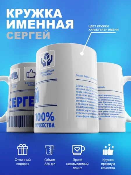 Именная кружка Сергей керамическая в подарок 330мл cup-cup