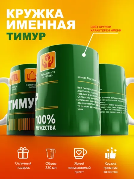 Именная кружка Тимур керамическая в подарок 330мл cup-cup