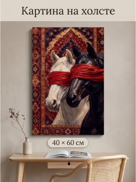 Интерьерная картина на стену 40x60 см Тайна коней