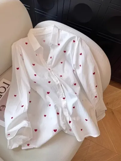 Женская рубашка oversize c длинным рукавом, свободный крой - Женские рубашки