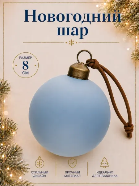 Премиальный Шар новогодний 8 см пластик серый2 MERRY GREEN