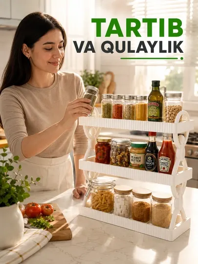3-ярусный органайзер, полка для кухни, органайзер для специй - Органайзеры и разделители