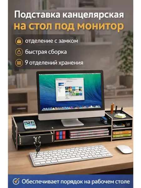 Органайзер для канцелярии настольный под монитор Braumann
