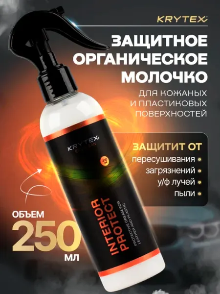 Полироль для пластика и кожи авто KRYTEX INTERIOR PROTECT за