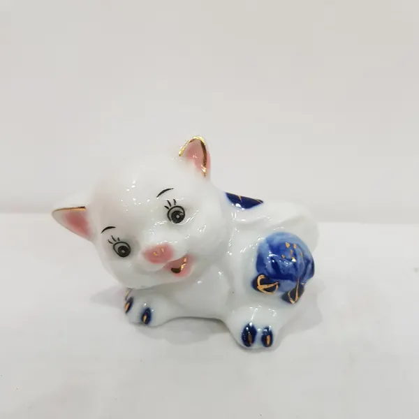 Фигурка декоративная "Котик Лучик" 5,5х4х3,5см фарфор 1249