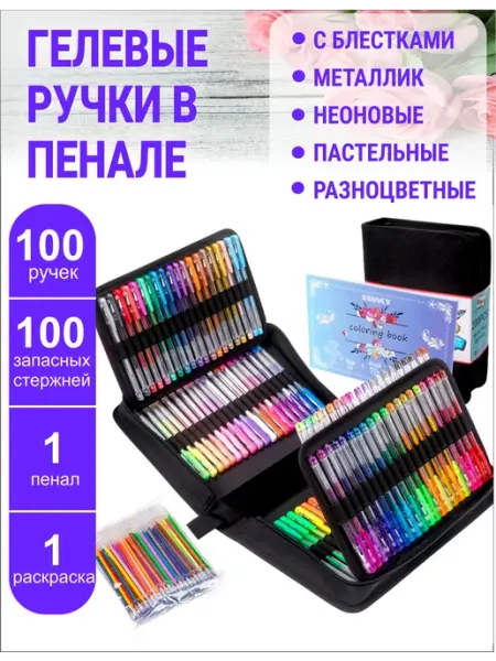 Набор гелевых ручек цветных в пенале АйСи