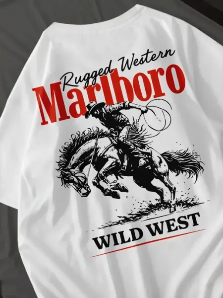 Футболка оверсайз с принтом у2к y2k marlboro мальборо без бренда