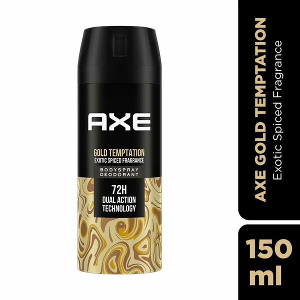 Axe Дезодорант мужской спрей парфюмированный защита от запаха пота 48 часов, 150 мл. Gold Temptation