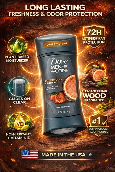 Дезодорант-антиперспирант для мужчин Dove Men+Care Кедровое дерево + Бобы тонка, защита 72 часа, 76 г