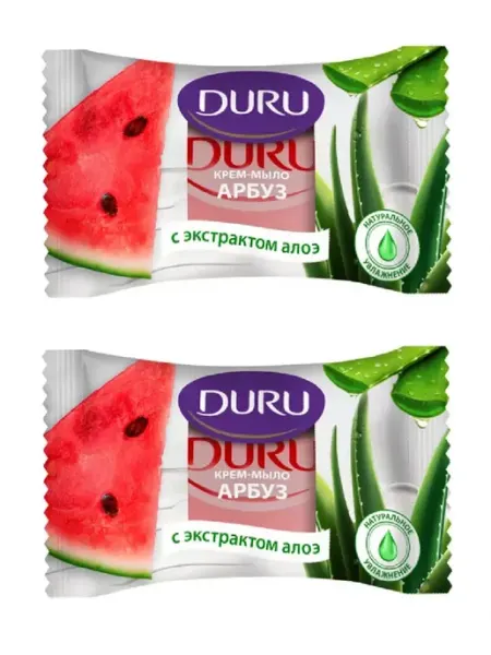 Туалетное крем-мыло Арбуз & Экстракт Алоэ, 2шт по 80 гр Duru