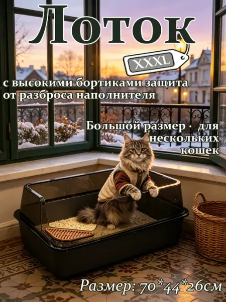 Большой лоток-туалет с высокими бортиками,для крупных кошек IKEA