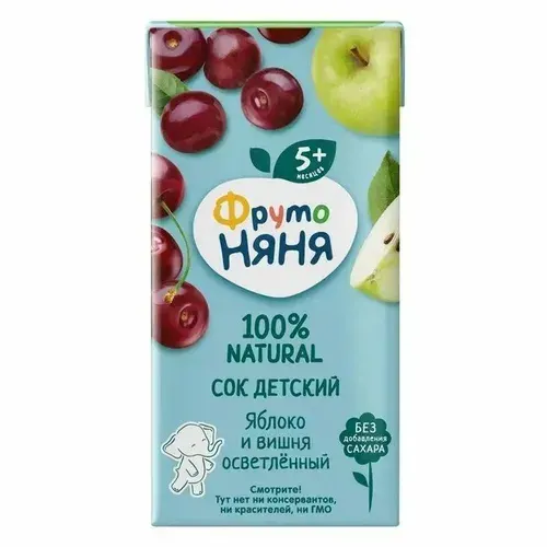 ФрутоНяня сок со вкусом ''яблока и вишни'' 10 тетрапакетов 0.2л