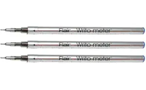 Стержень шариковый Flair "WRITO-METR" 120 мм/0.5 мм пластик, синий, 3 шт.