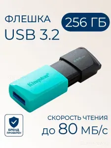 Флешка USB Kingston DTXM/256GB DataTraveler Exodia M, 256Гб, USB 3.2 gen.1, черный, голубой